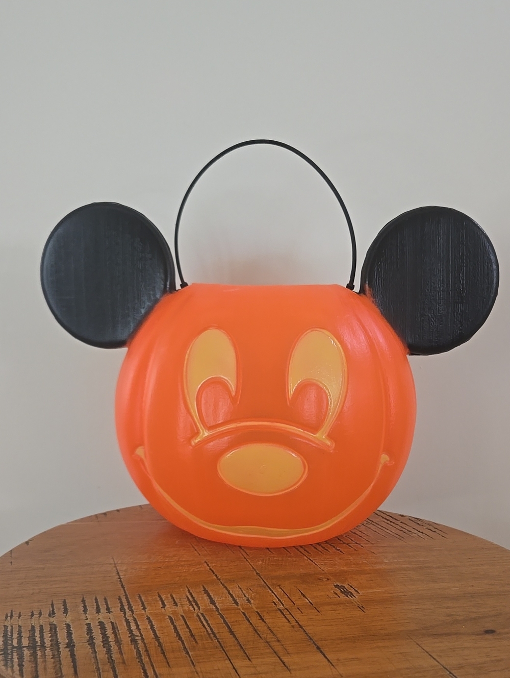 Vintage Disney Mickey Mouse Plastic Halloween Trick or Treat Bucket Pumpkin